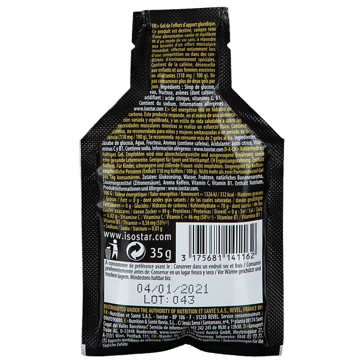 isostar® Energy Gel Erdbeer-Banane mit Koffein