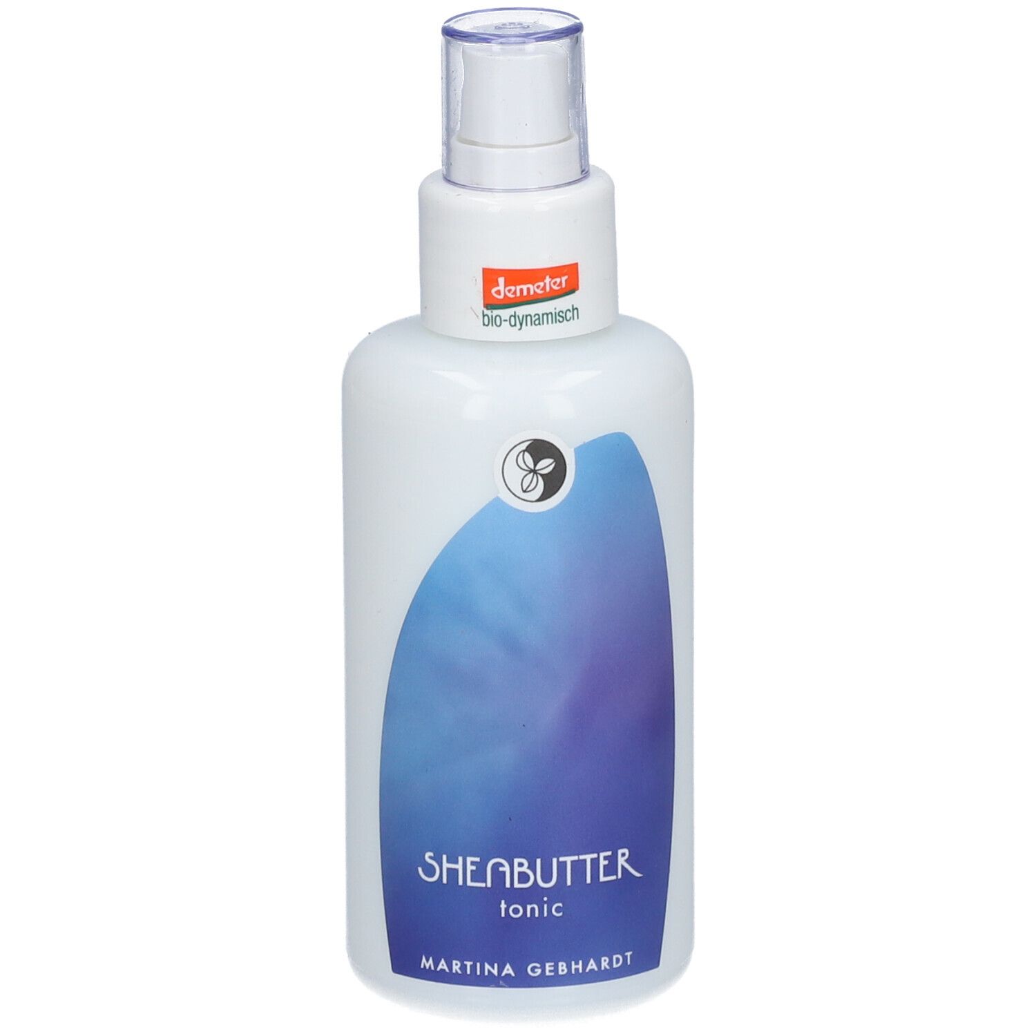 Martina Gebhardt Sheabutter Tonic Flasche mit Sprühkopf und Demeter-Siegel.