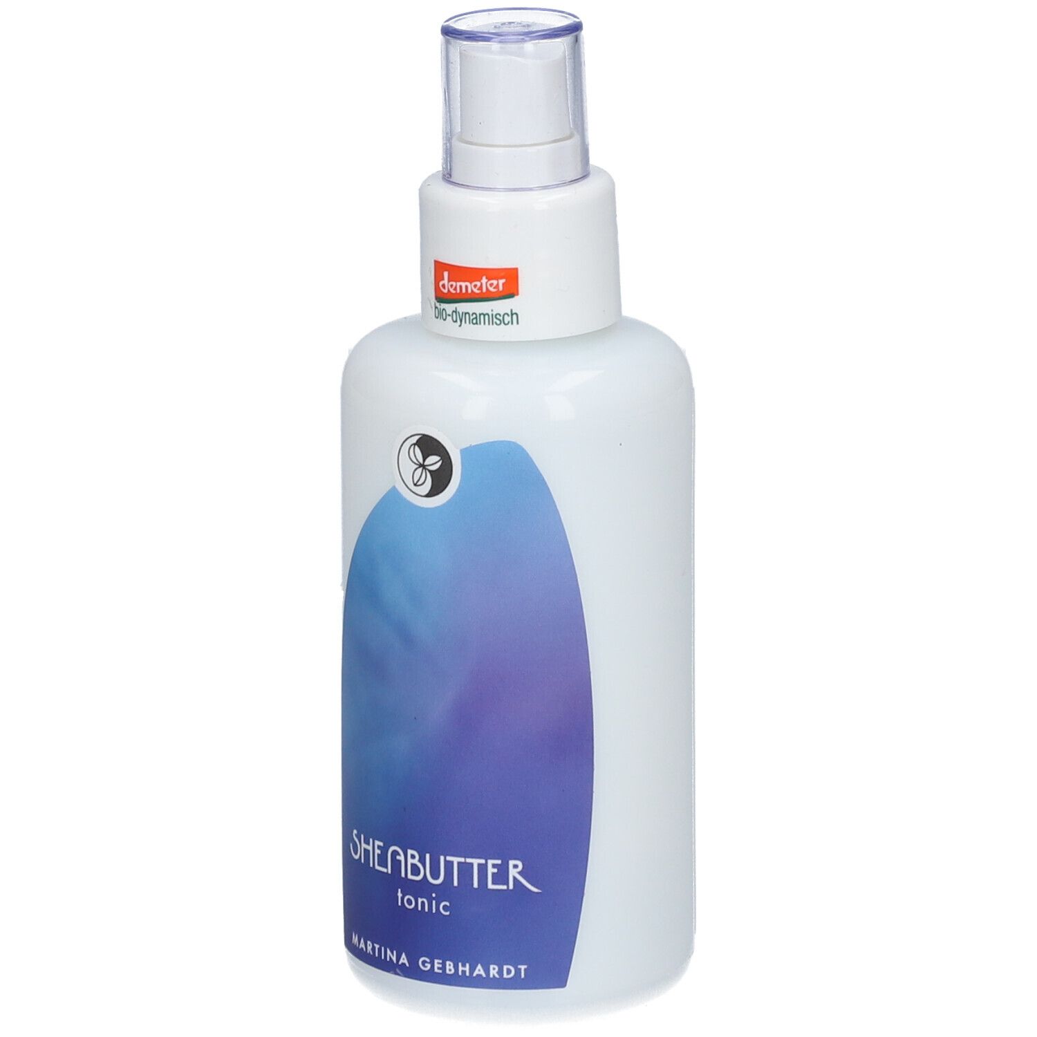Martina Gebhardt Sheabutter Tonic Flasche mit Sprühkopf und Demeter-Siegel.