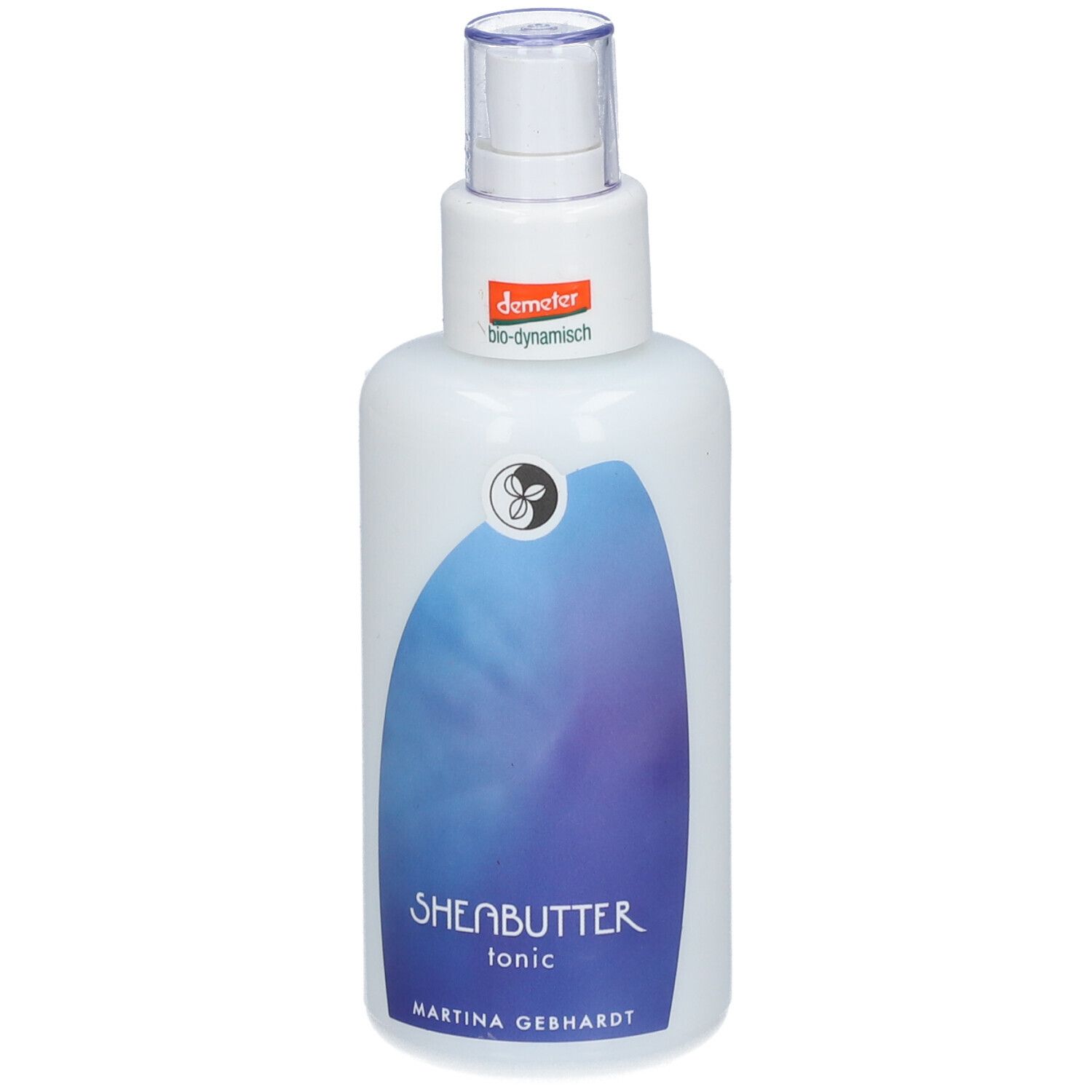 Martina Gebhardt Sheabutter Tonic Flasche mit Sprühkopf und Demeter-Siegel.