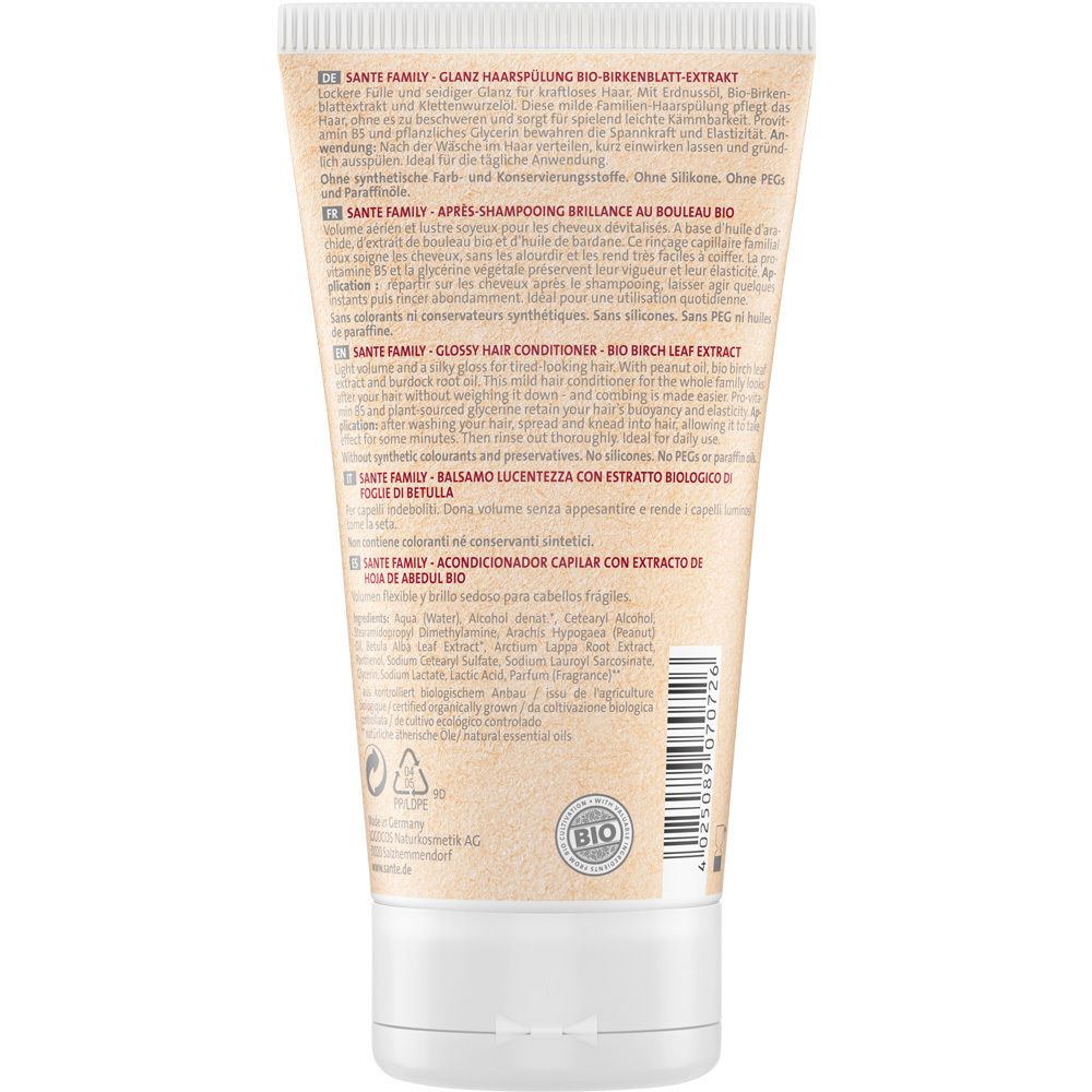 SANTE Naturkosmetik Family Glanz-Haarspülung Bio-Birkenblatt & Provitamin B5