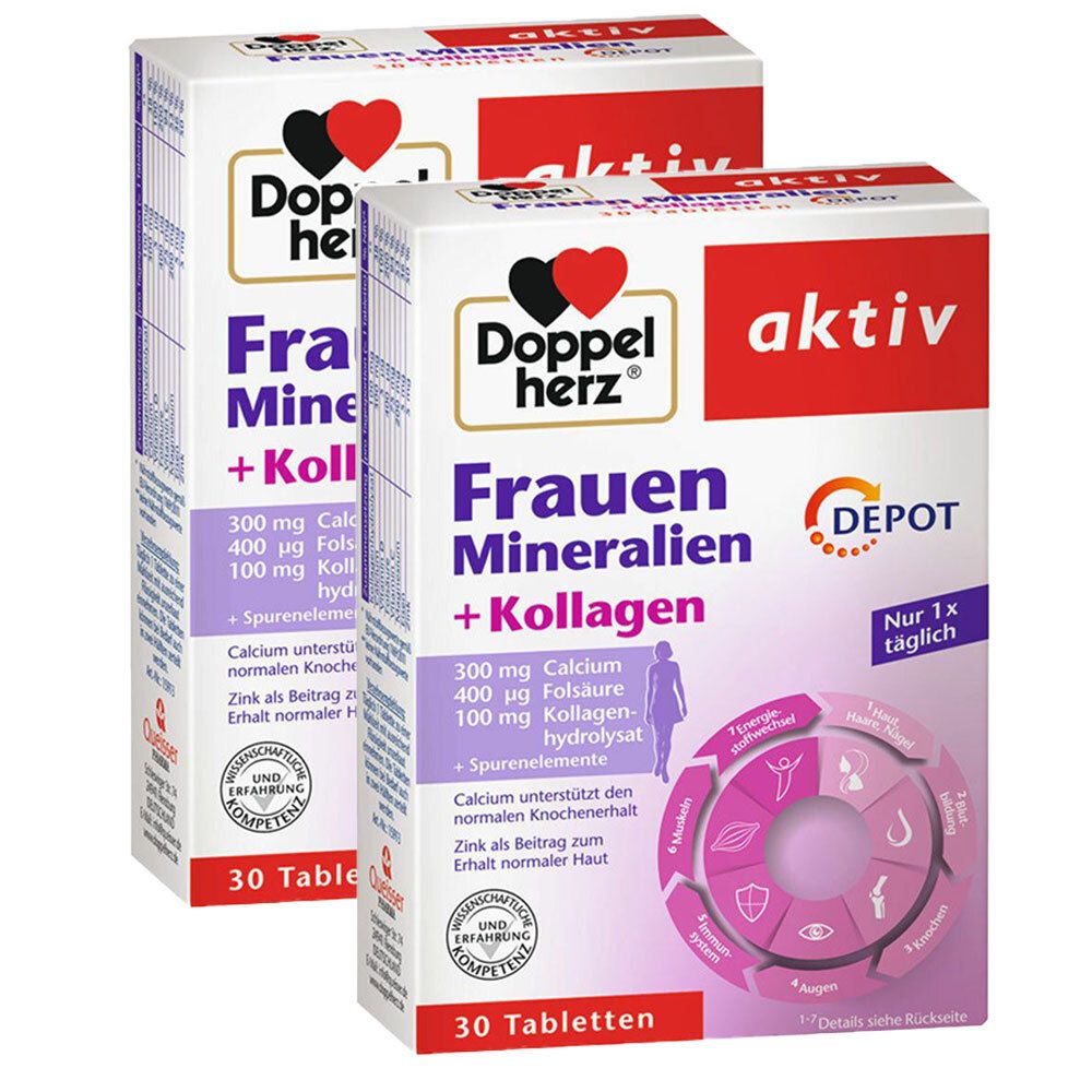 Doppelherz® aktiv Frauen Mineralien + Kollagen DEPOT Doppelpack