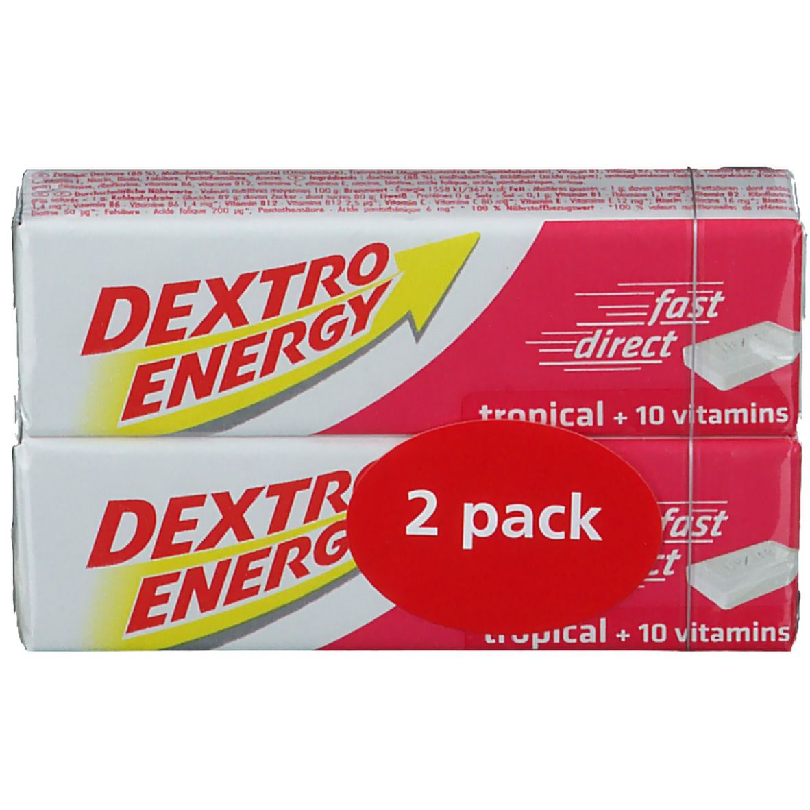 Dextro Energy Tropical + 10 Vitamines Pack double