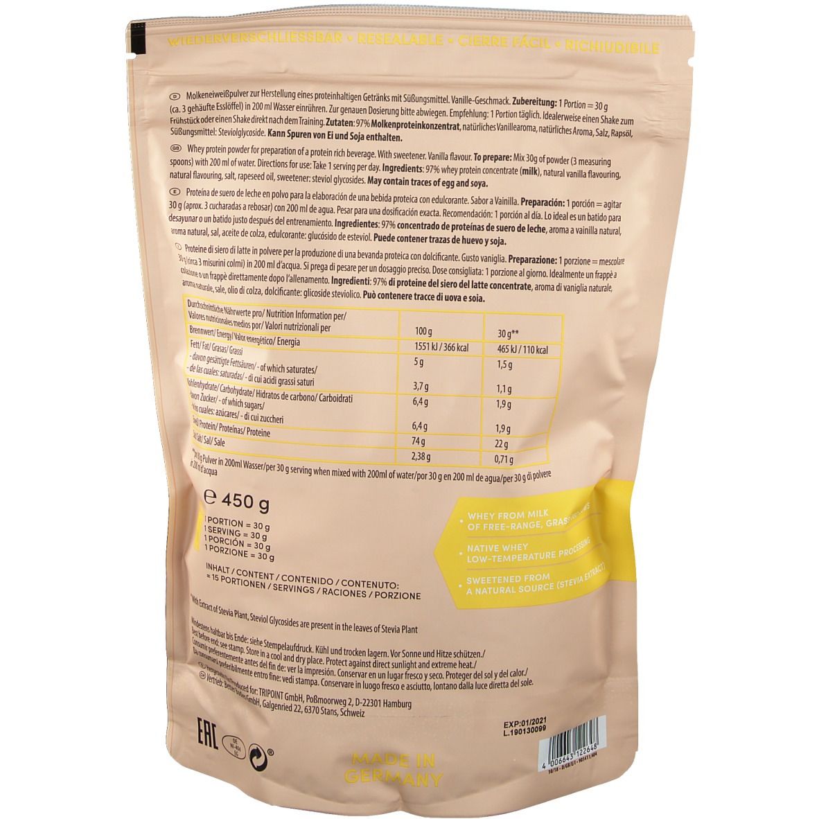 Multipower Whey Protein natural, Vanilla