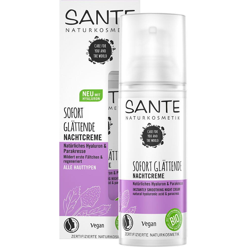 SANTE Naturkosmetik Sofort Glättende Nachtcreme Natürliches Hyaluron & Parakresse