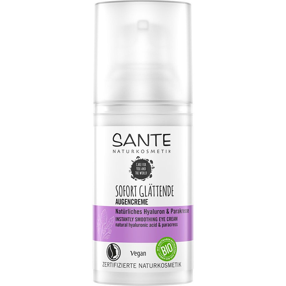 SANTE Naturkosmetik Crème pour les yeux à lissage immédiat Hyaluron naturel & Parakresse