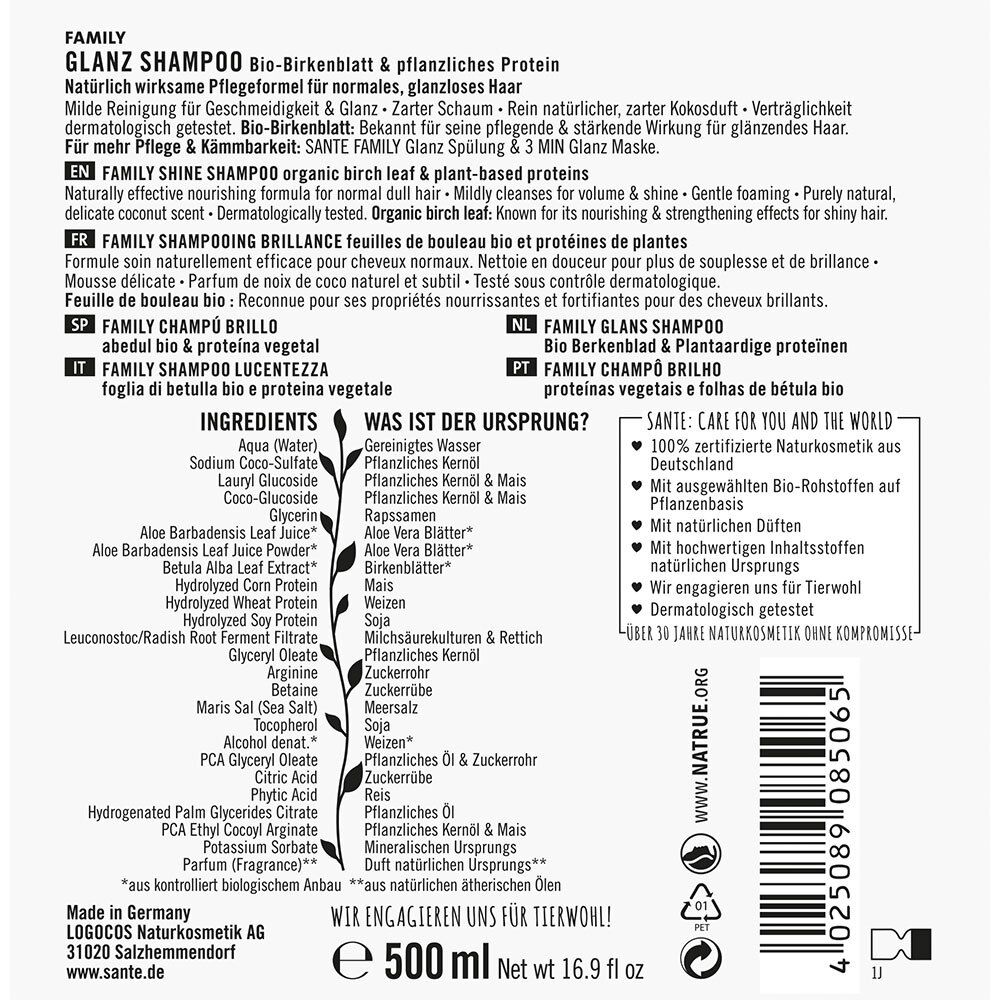 SANTE Naturkosmetik Bio-Birkenlatt & Pflanzliches Protein