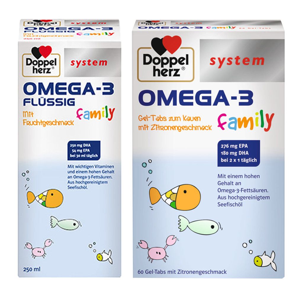 Doppelherz® système OMEGA-3 famille liquide + système OMEGA-3 famille