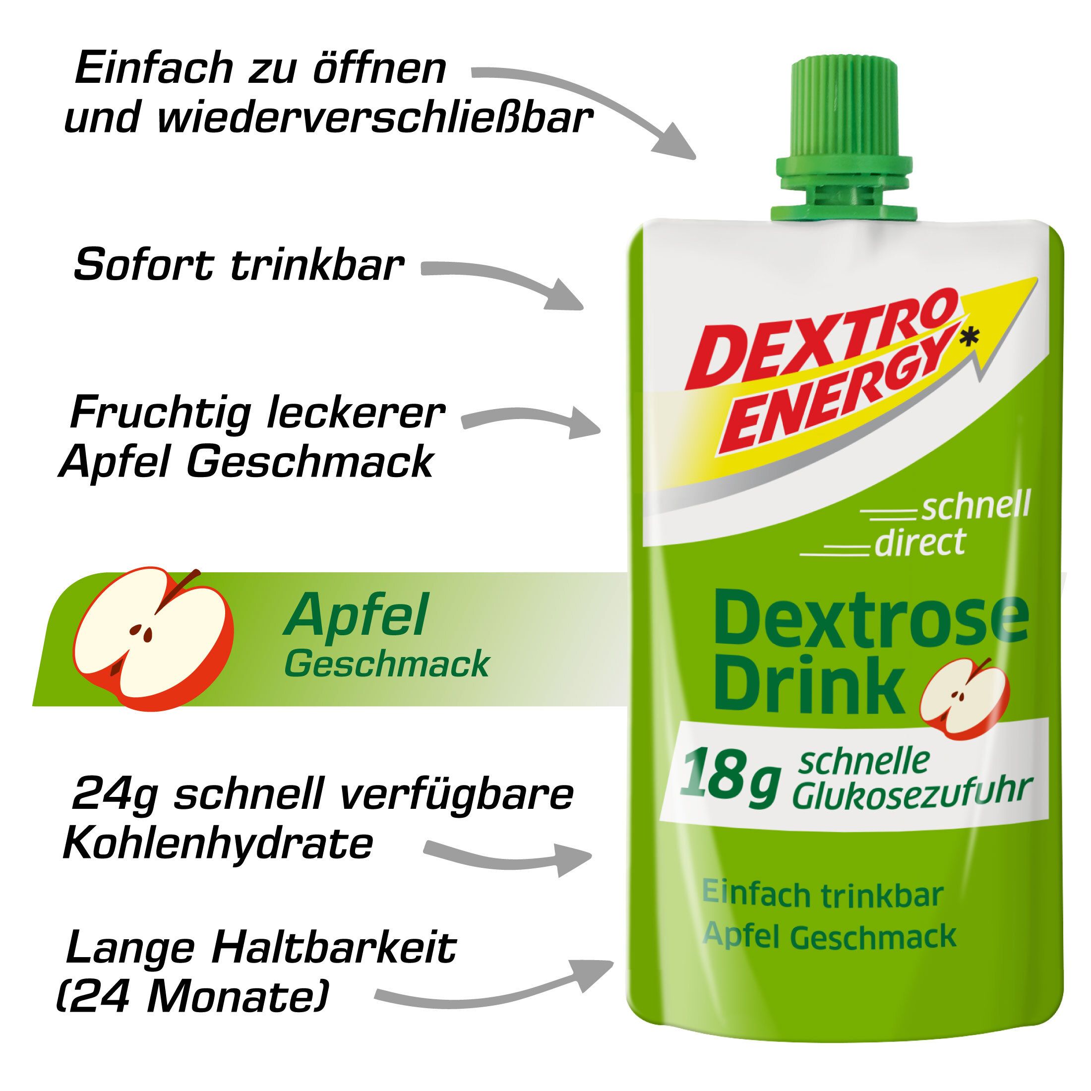 Dextro Energy Apfel Dextrose Drink Zehnerpack