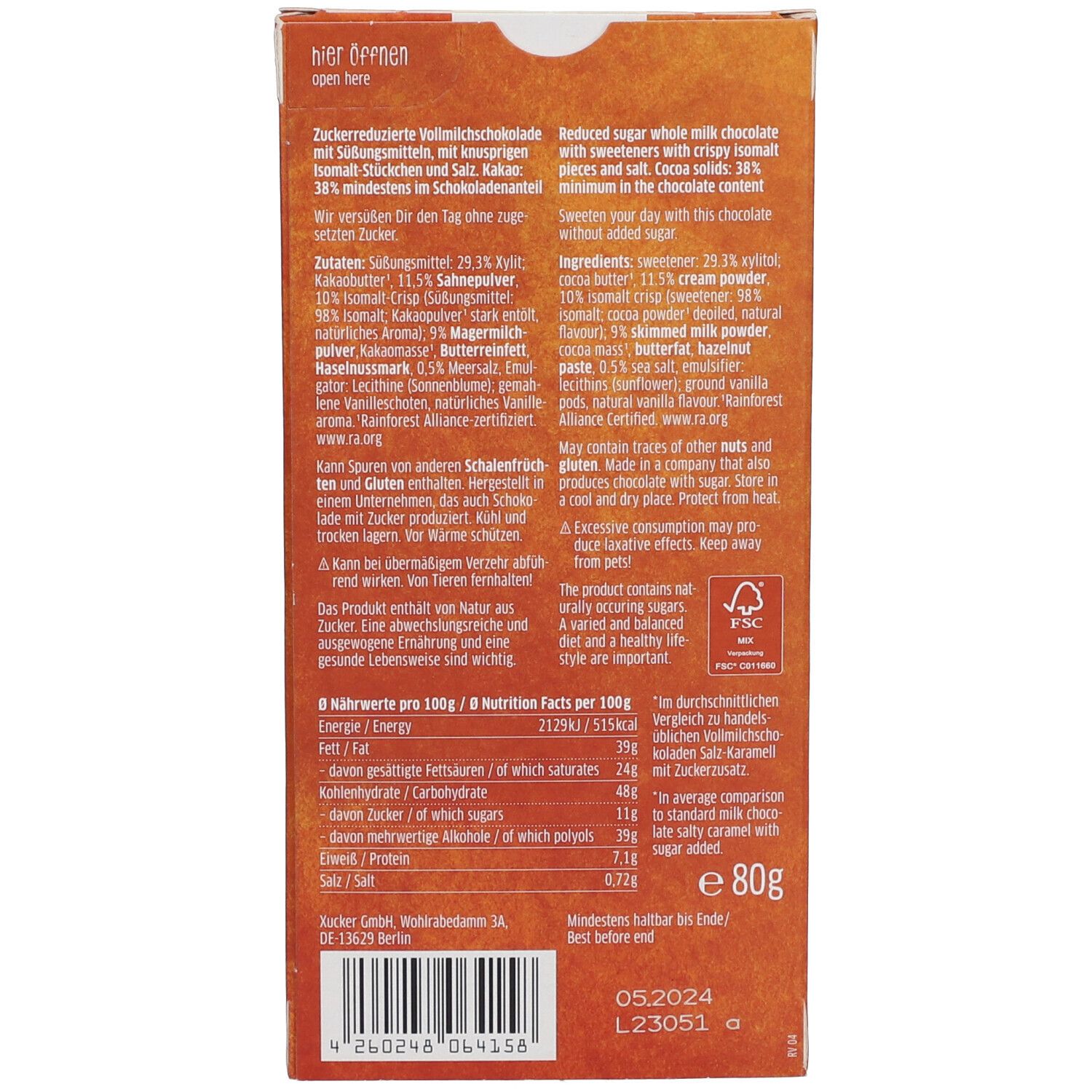 Xucker® Salz Xaramell Xylit-Schokolade Vollmilch