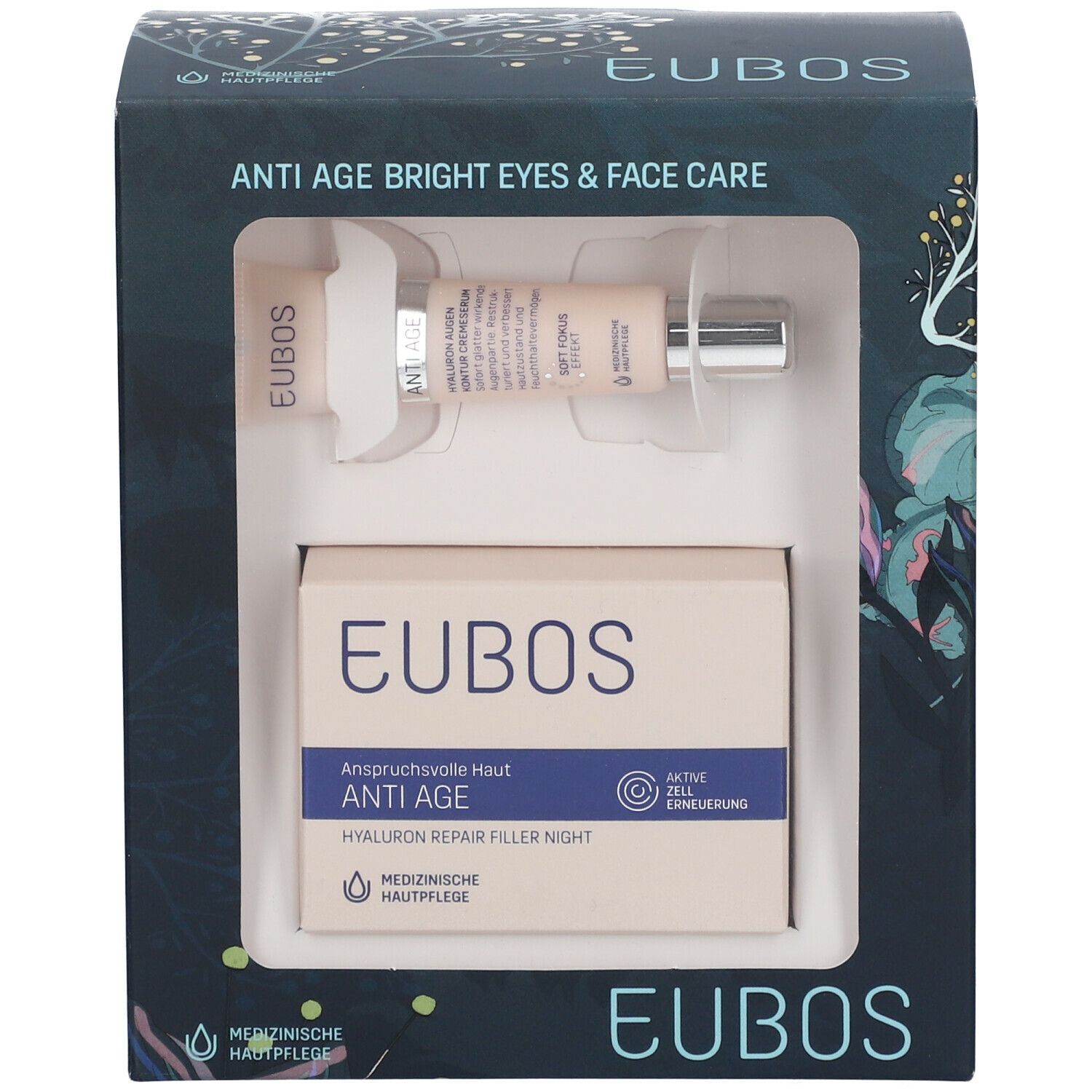 EUBOS® HYALURON Repair Filler Night Crème + HYALURON Anti-Age Contour des yeux Sérum-crème