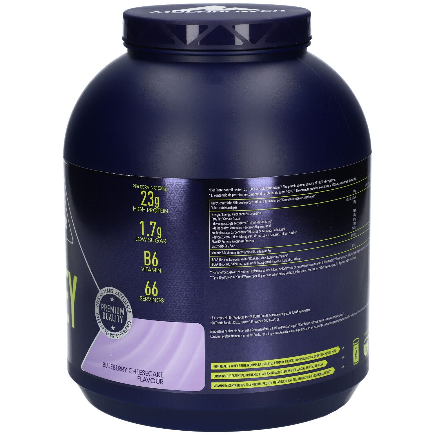 Multipower 100 % Whey Protein, Blueberry Cheesecake