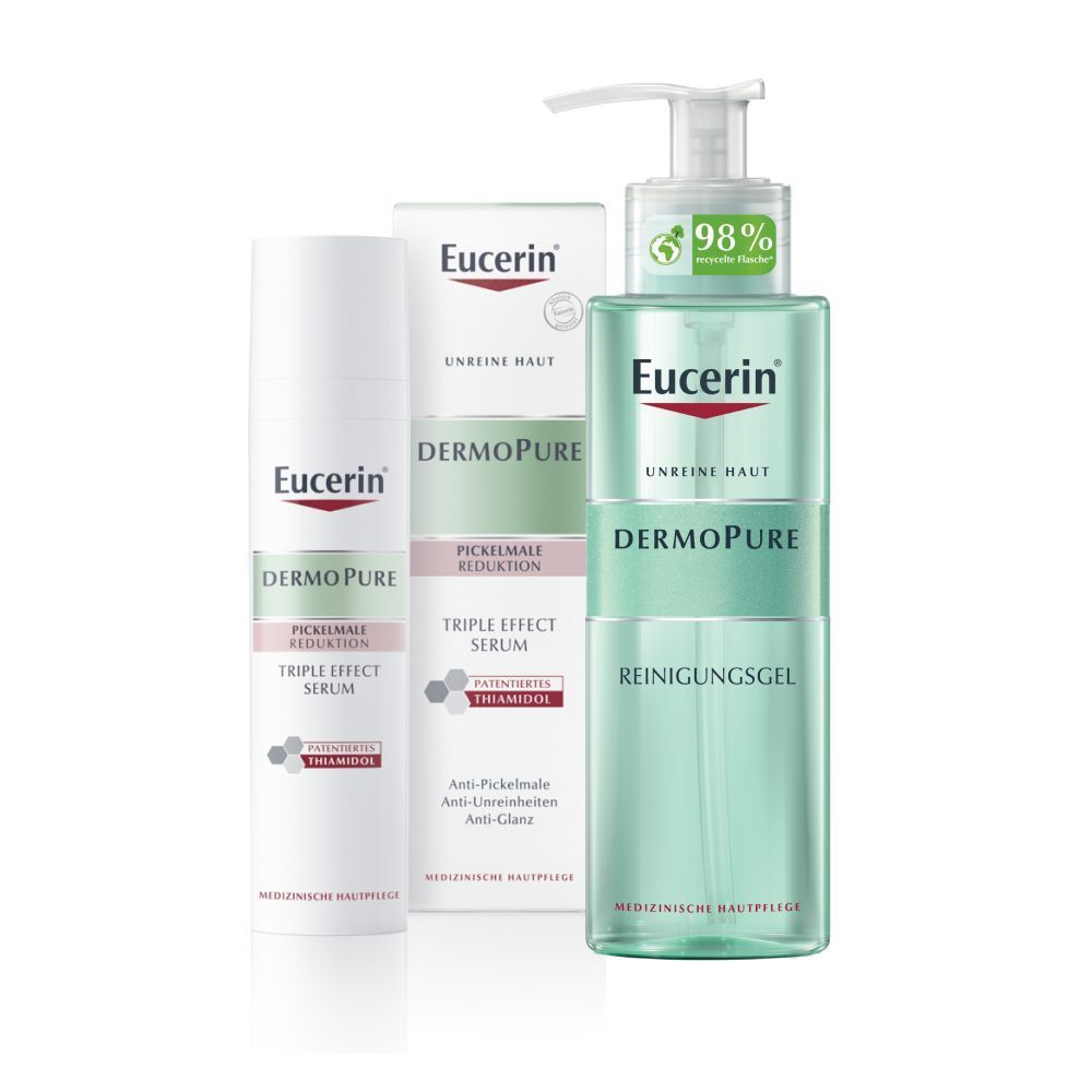 Eucerin® DermoPure Fluide protecteur SPF 30 + DermoPure Gel nettoyant + DermoPure Triple Effect Serum