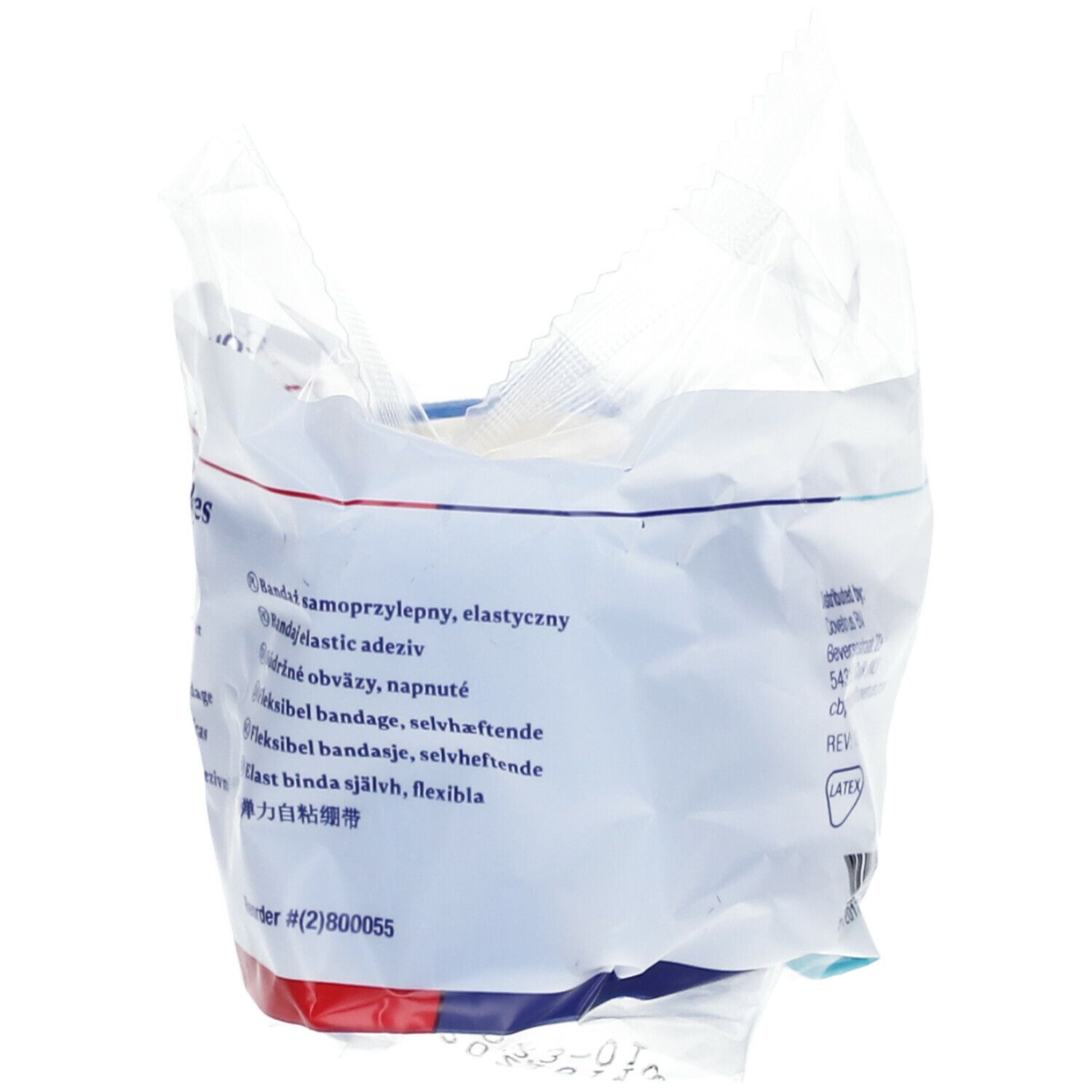 Rückseite der Verpackung mit Informationen. Aufschrift: Reorder #2(800055).