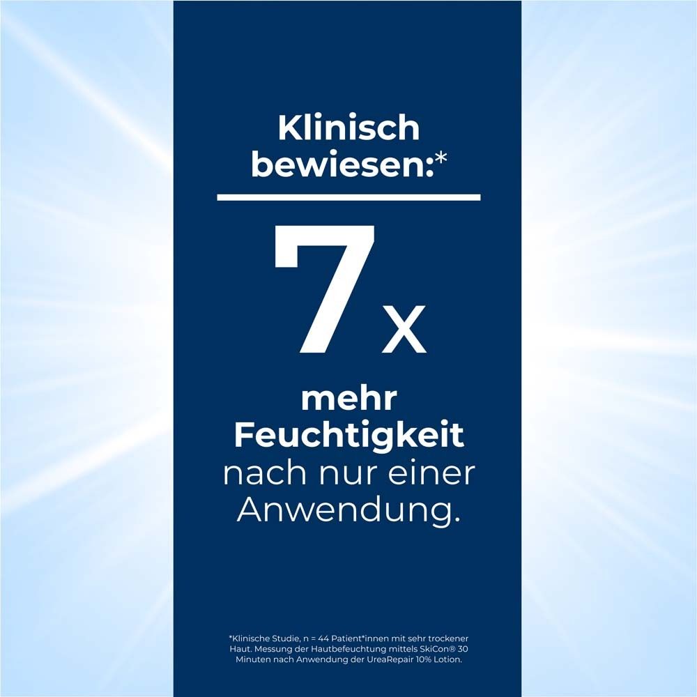 Graphique montrant 7x plus d'hydratation après une application de lotion Eucerin UreaRepair 10%.