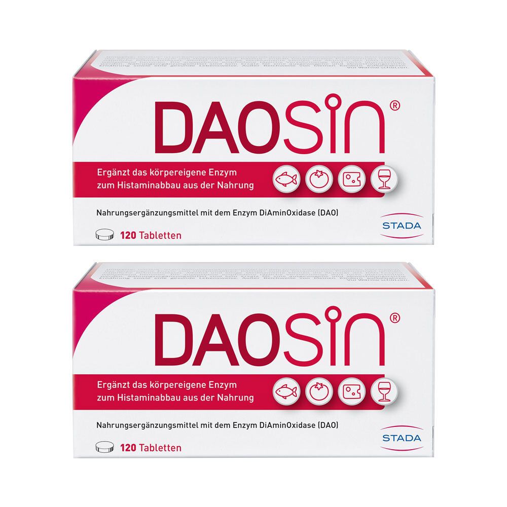 DAOSiN® Tabletten zur Ergänzung des körpereigenen DAO-Enzyms zum Histaminabbau aus der Nahrung