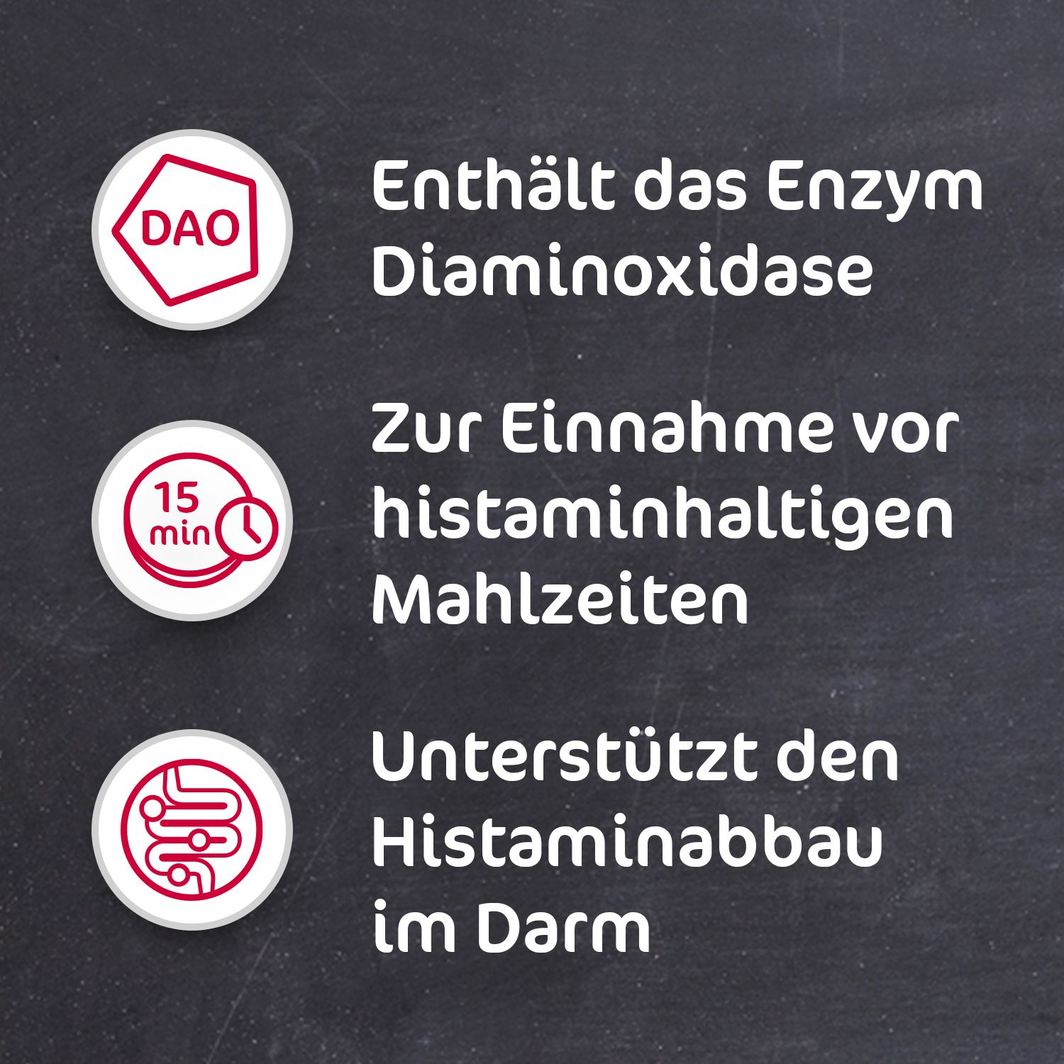 DAOSiN® Tabletten zur Ergänzung des körpereigenen DAO-Enzyms zum Histaminabbau aus der Nahrung