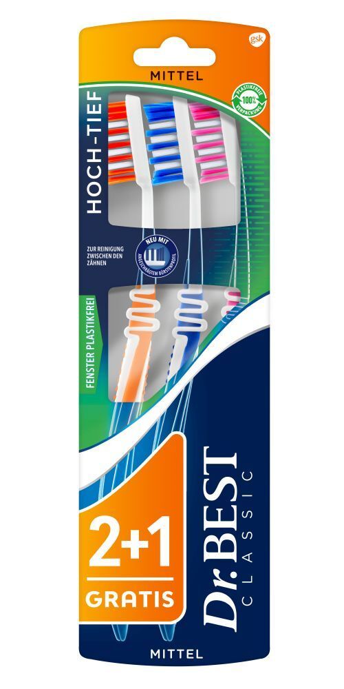 La brosse à dents manuelle Dr.BEST à coupe haute et profonde vous aide à nettoyer même entre les dents