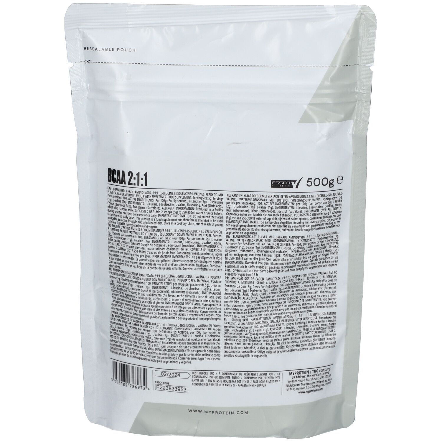 MYPROTEIN Acides aminés essentiels BCAA 2:1:1 Pastèque