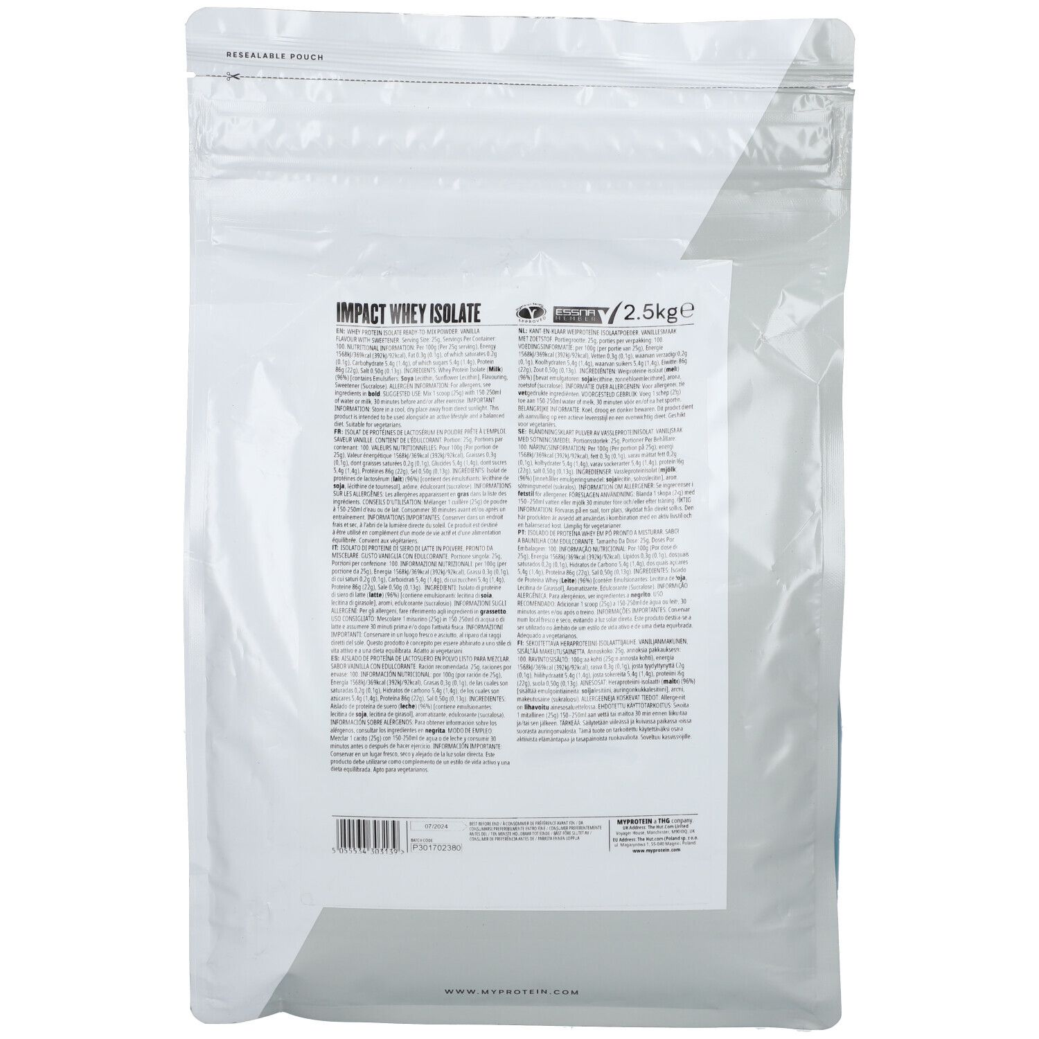 MYPROTEIN Impact Protéines Whey Vanille