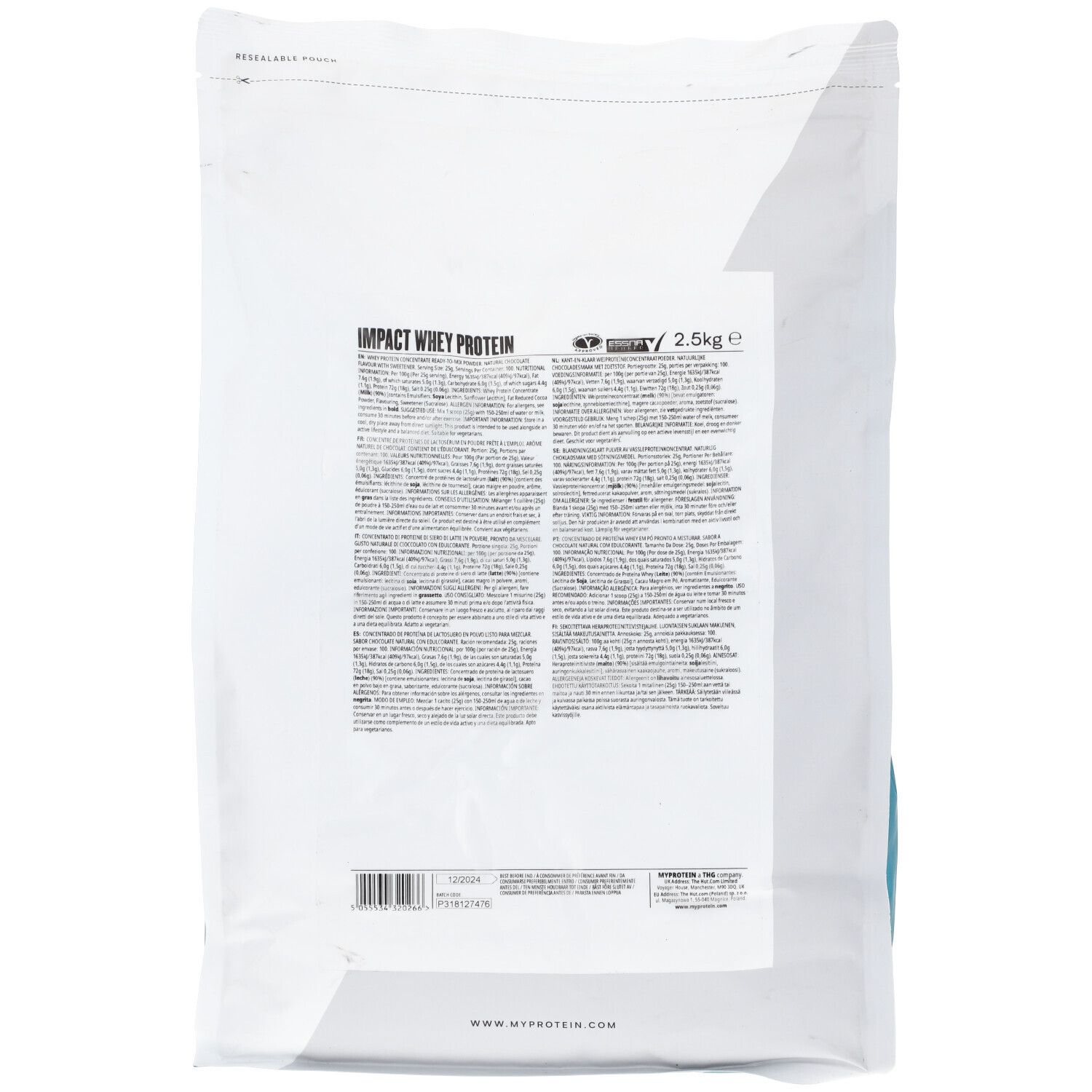 MyProtein Impact Whey Protein Natural Chocolate 2500 g - Redcare Apotheke