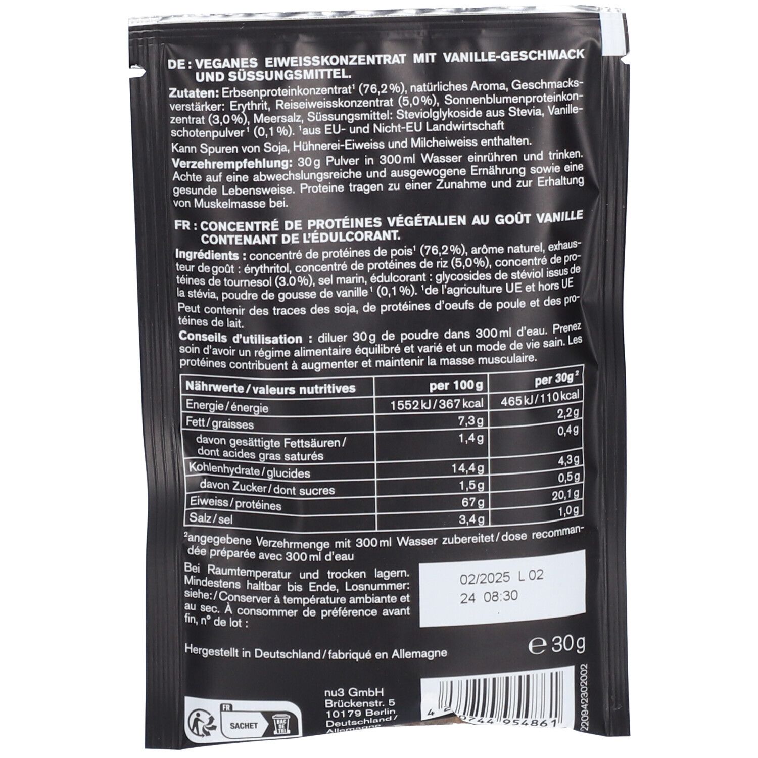 nu3 Clean Vegan Protein 3K Vanille
