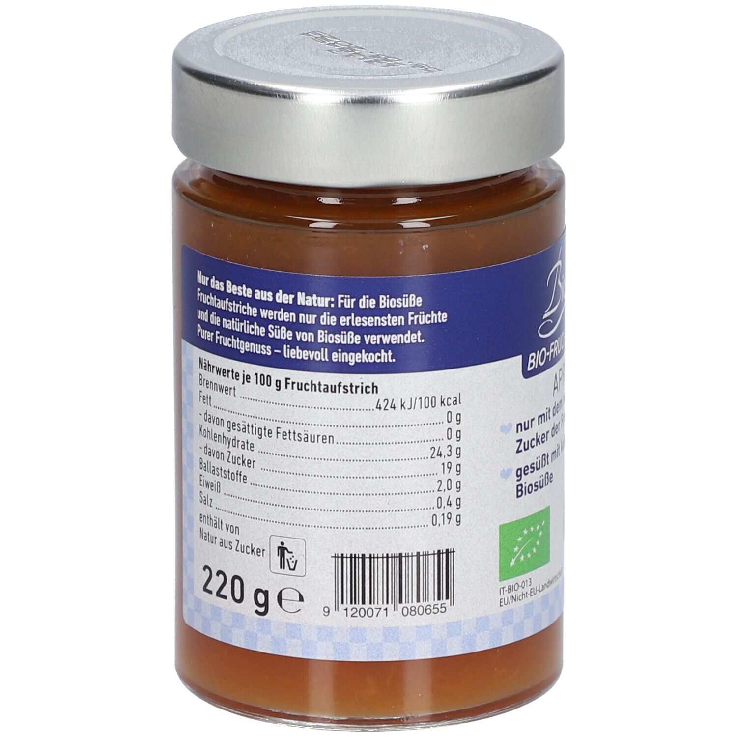 BIOSUßE Pâte à tartiner bio à l'abricot