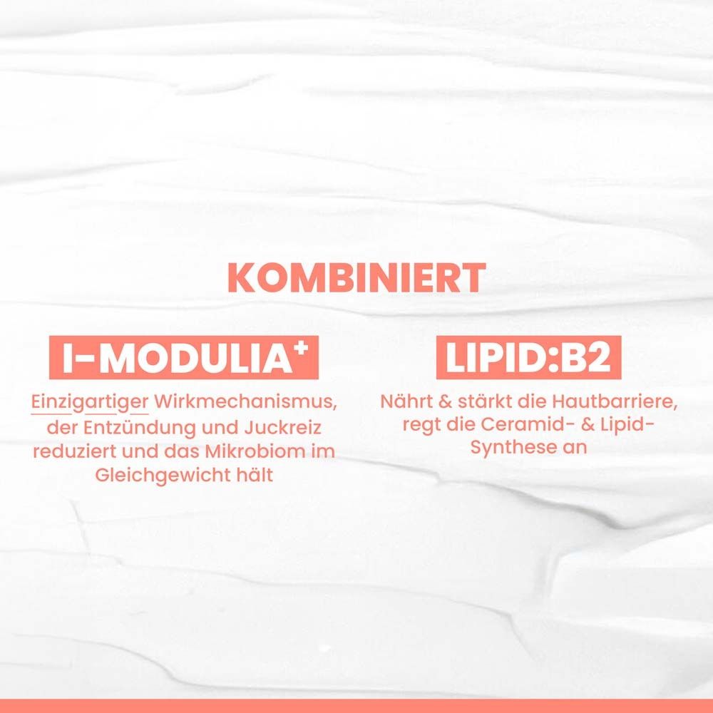 Text über die Kombination von I-MODULIA+ und LIPID:B2. Beschreibt deren Wirkung auf die Haut.