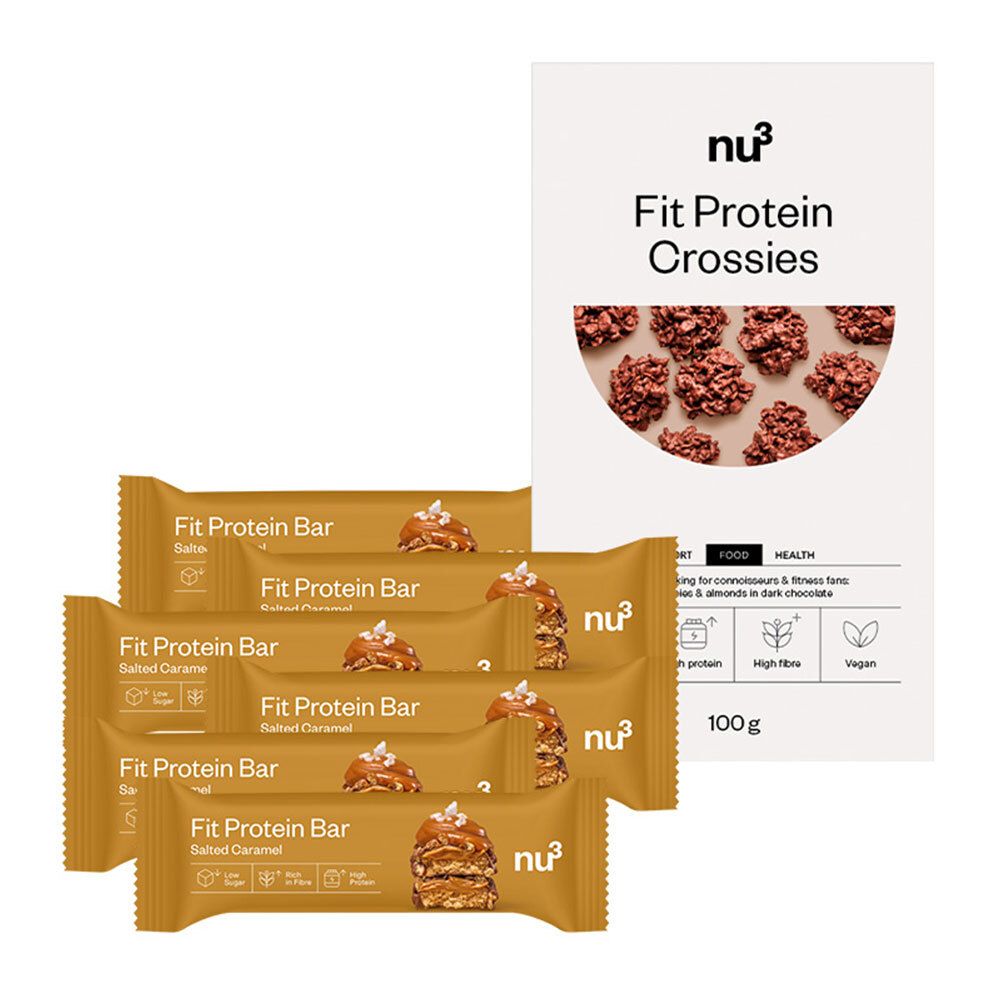 nu3 Fit Protein Bar, Salted Caramel + Protein Crossies