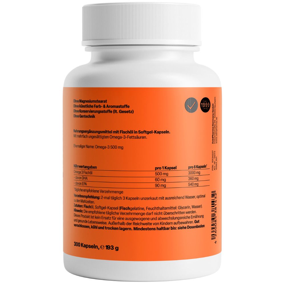 ZEINPHARMA® Gélules d'huile de poisson oméga 3 500 mg