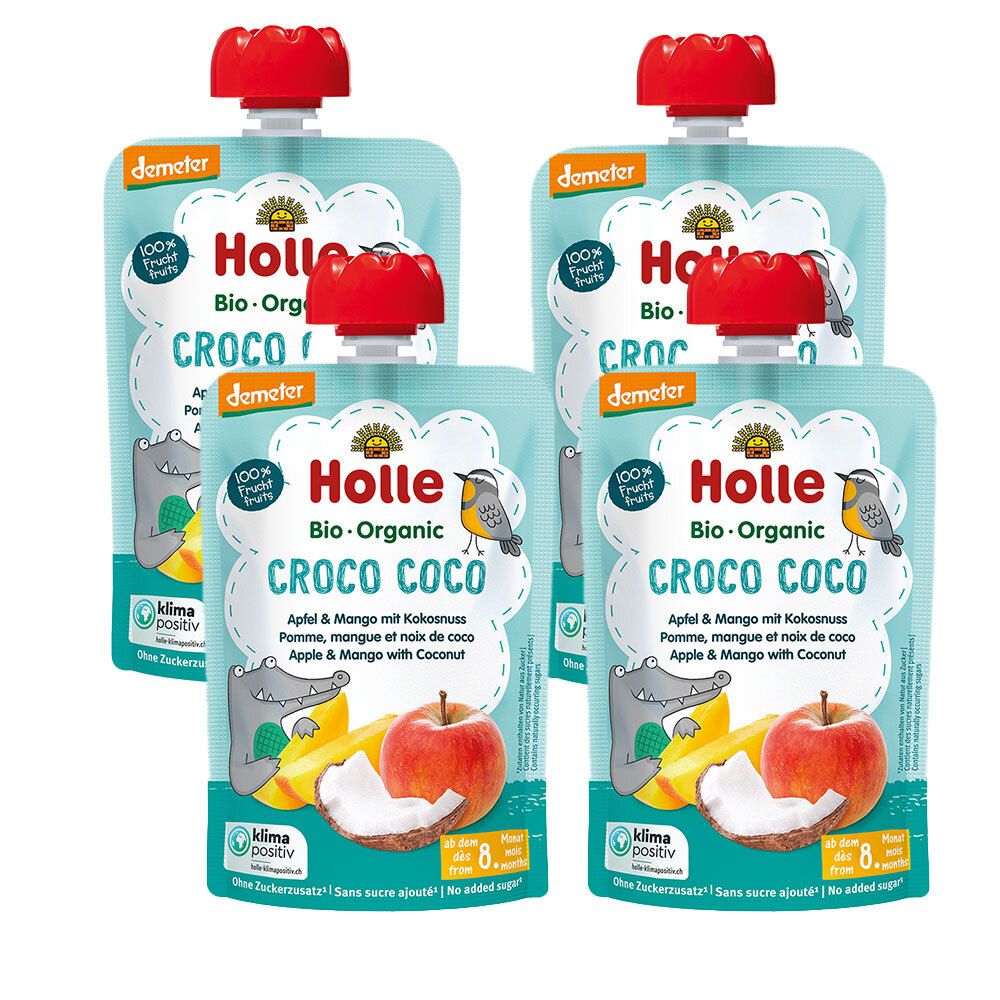 Holle Bio Organic Gourde de fruits Croco Coco - Pomme, Mangue et Noix de Coco