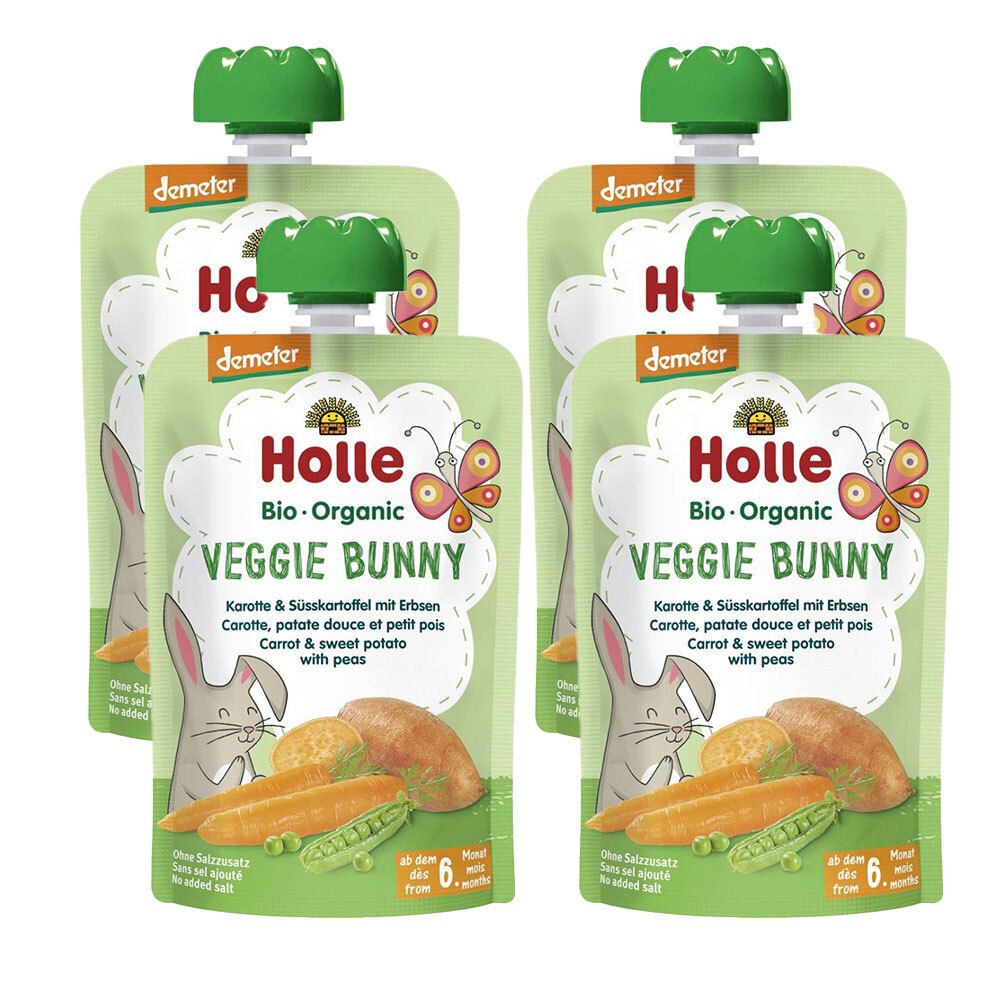 HOLLE Veggie Bunny carotte-patate douce-petits pois