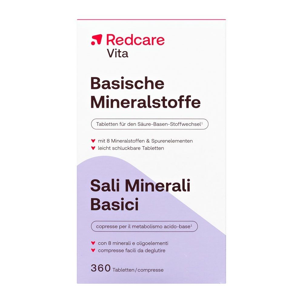 Emballage Redcare Vita Basische Mineralstoffe de 360 comprimés, pour l'équilibre acido-basique.