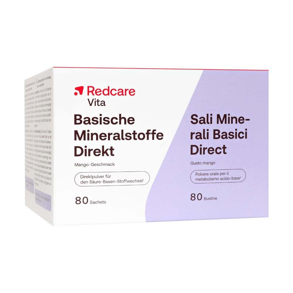 Boîte Redcare Basische Mineralstoffe Direkt. Goût mangue, 80 sachets.