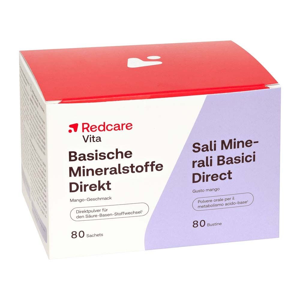 Boîte Redcare Basische Mineralstoffe Direkt. Goût mangue, 80 sachets.