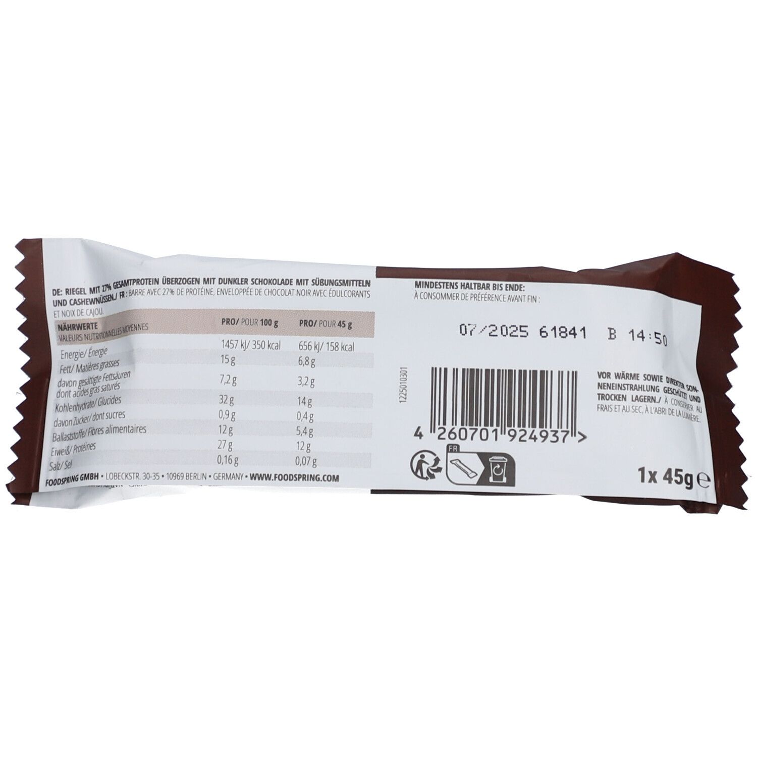 foodspring® Barre protéinée extra chocolatée & Crème de noisettes
