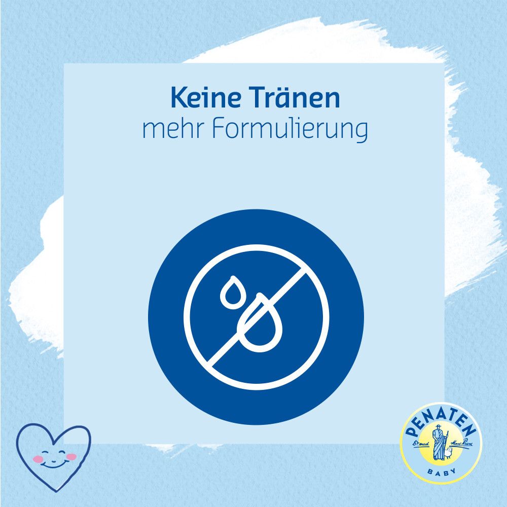 Blauer Hintergrund mit Text: Keine Tränen mehr Formulierung. Darunter ein Symbol mit Tränen und einem durchgestrichenen Kreis.