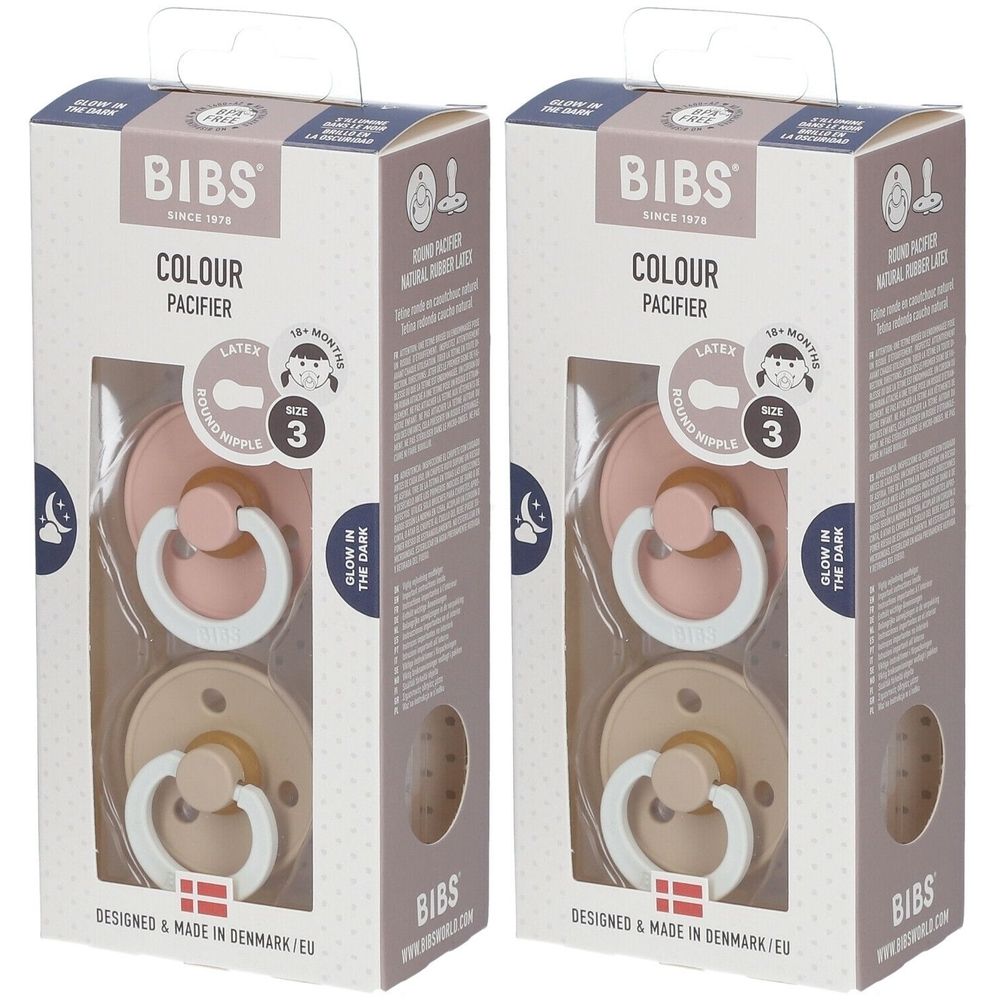 BIBS® BIBS COULEUR Tétine Night Blush - Vanille +18 mois