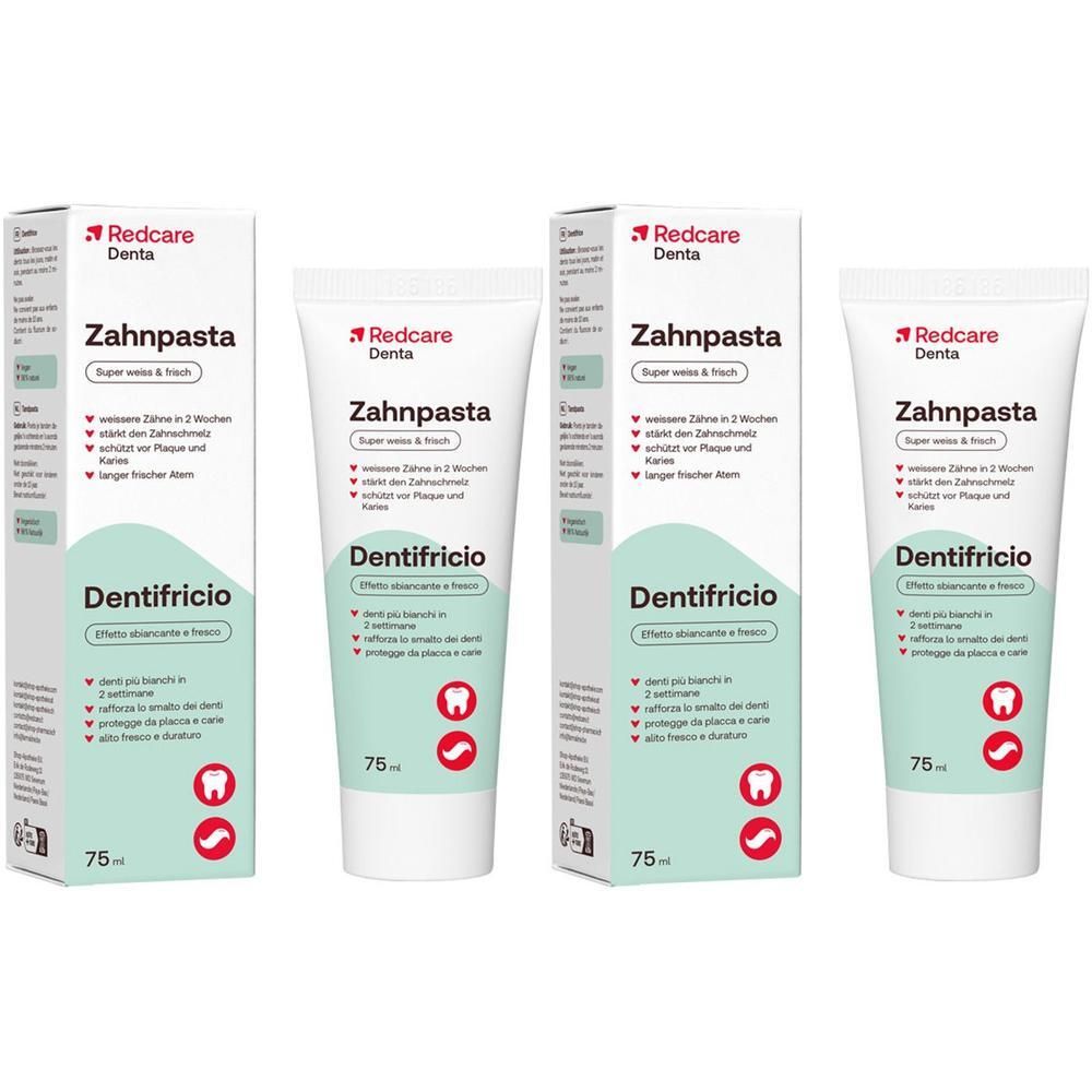 Pâte dentifrice Redcare 75ml en tube et boîte.