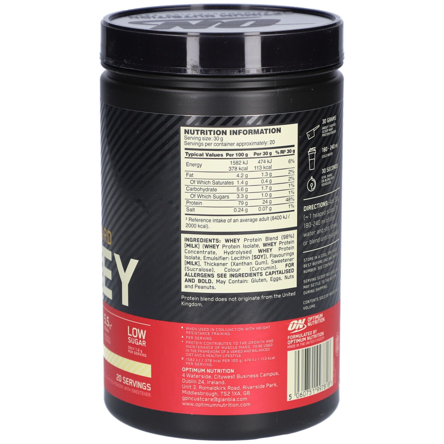 Optimum Nutrition 100% Whey Gold Standard Crème glacée à la vanille