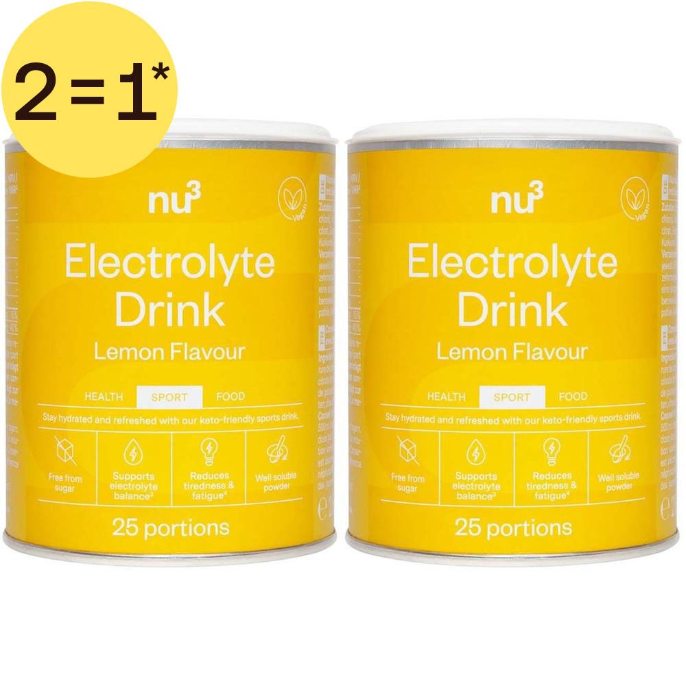 Deux boîtes de boisson électrolytique nu3 Citron, 250g.