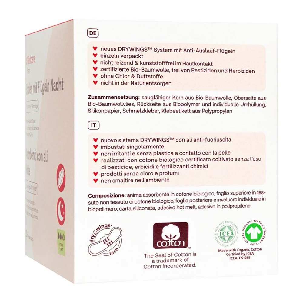 Redcare Fem serviettes hygiéniques avec ailettes nuit