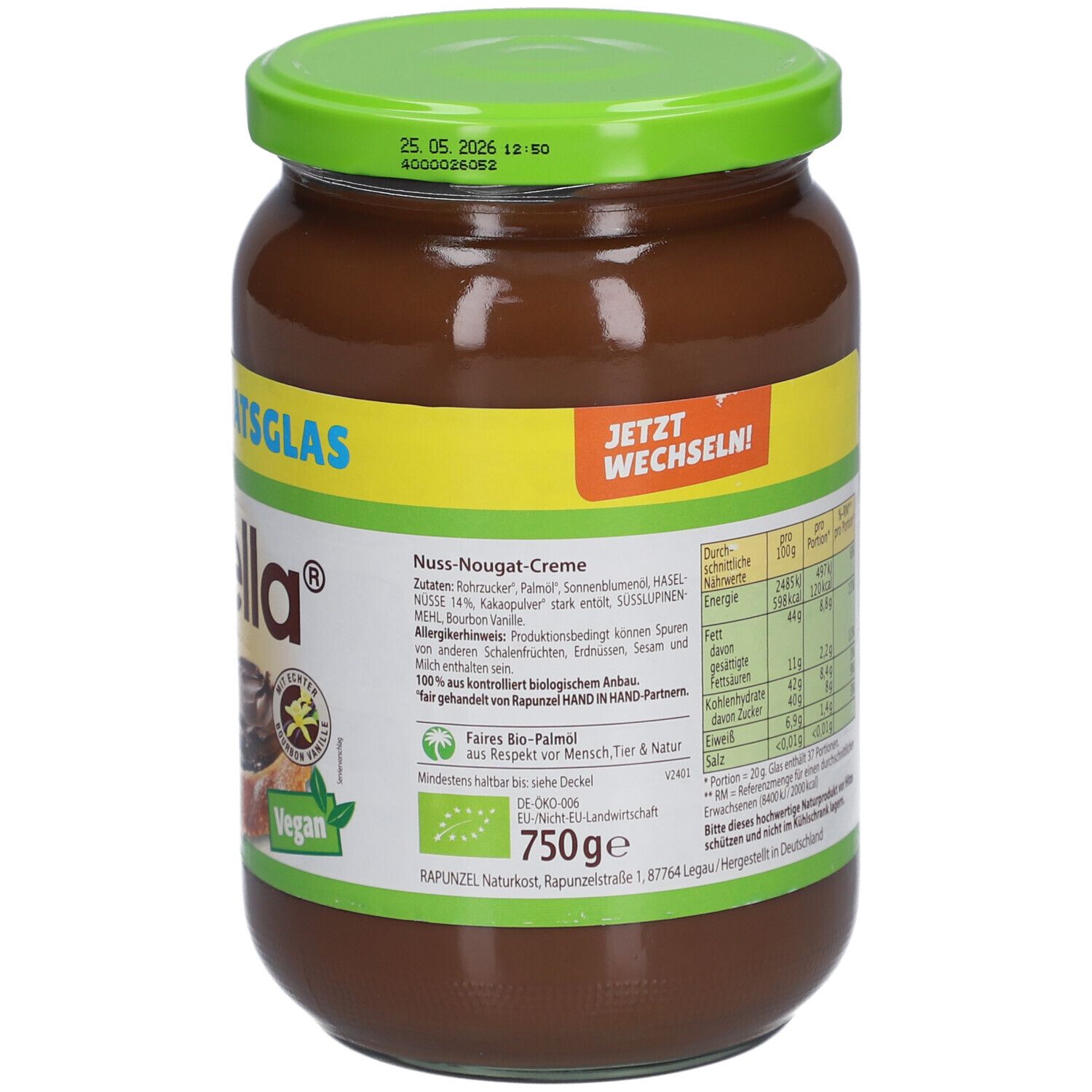 RAPUNZEL bionella Pâte à tartiner chocolat noisettes végan