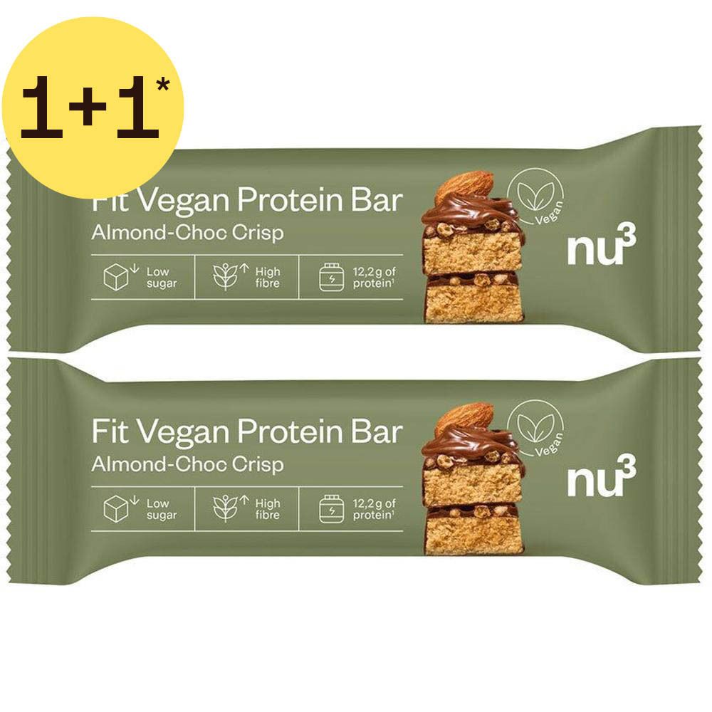 Zwei nu³ Fit Vegan Protein Bar Riegel, Mandel-Schoko-Crisp.