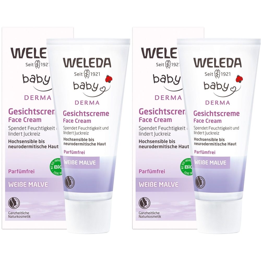 WELEDA Crème de Jour Bébé à la Mauve Blanche - Pour peau de bébé très sensible à atopique, sans parfum