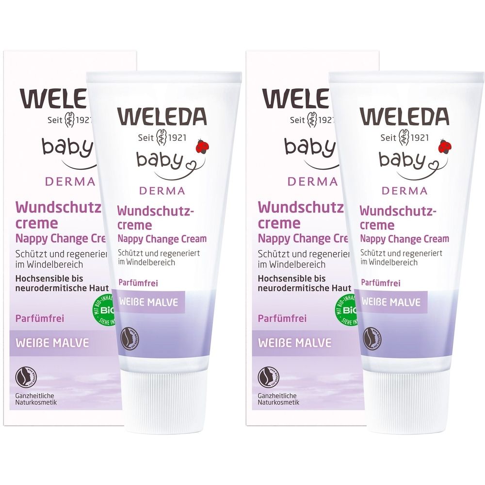 Weleda Baby Wundschutzcreme Weiße Malve - parfümfreie Windelcreme, schützt, regeneriert & pflegt