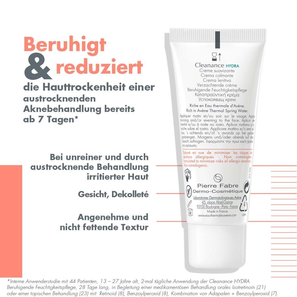 Divers produits Avène Cleanance. Autocollant : Clients Cleanance satisfaits.