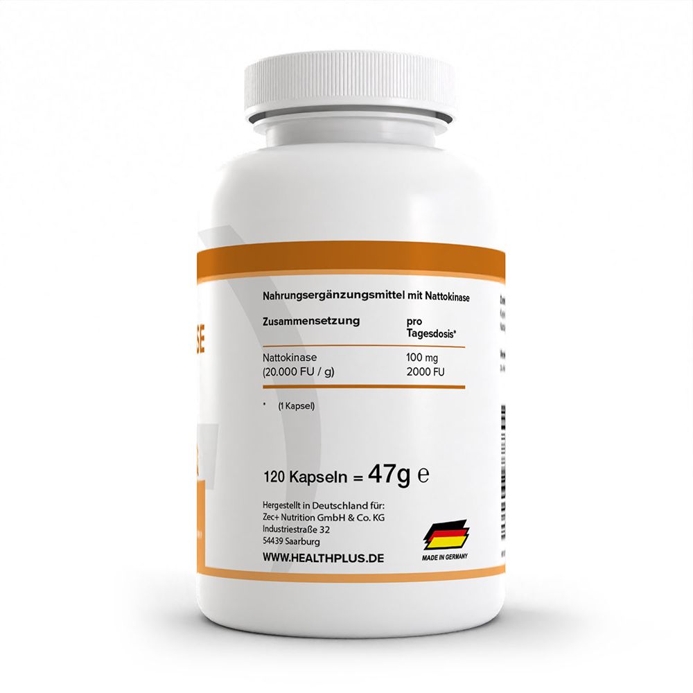 Arrière d'un pot blanc avec étiquette orange. Affiche les informations nutritionnelles, le fabricant et le site web.