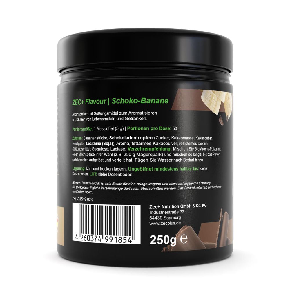 Dos du pot noir. Contient la liste des ingrédients, le dosage et les coordonnées. Marque ZEC+ Nutrition.