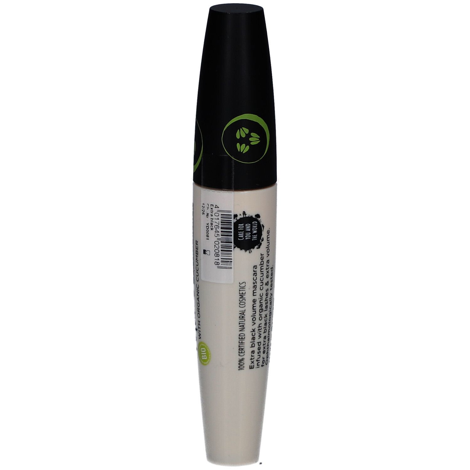 Mascara SANTE Volume Extra Noir, dos avec logos et informations produit.
